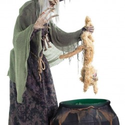 Life Size ANIMATED CAT-TASTROPHE WITCH Halloween Haunted House Prop Decoration