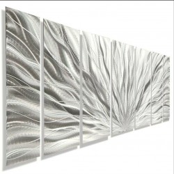 handmade Silver Etched Metallic Wall art modern Design - By Jon Allen