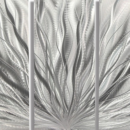 handmade Silver Etched Metallic Wall art modern Design - By Jon Allen