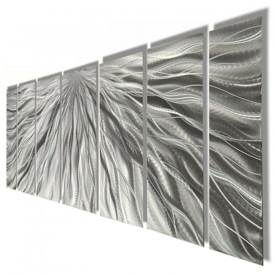 handmade Silver Etched Metallic Wall art modern Design - By Jon Allen