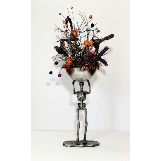 TALL SKELETON BOWL CENTERPIECE HALLOWEEN PARTY DECORATION ARRANGEMENT 33” TALL