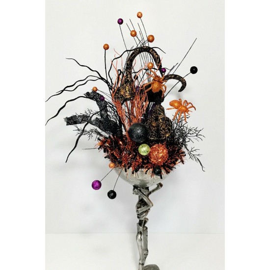 TALL SKELETON BOWL CENTERPIECE HALLOWEEN PARTY DECORATION ARRANGEMENT 33” TALL