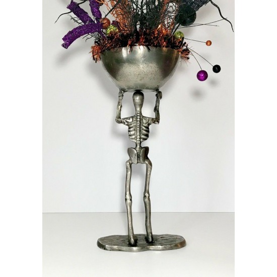 TALL SKELETON BOWL CENTERPIECE HALLOWEEN PARTY DECORATION ARRANGEMENT 33” TALL