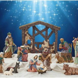 KIRKLAND SIGNATURE 13 PC. HAND PAINTED NATIVITY SET *NIOB*