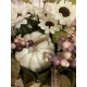 Autumn Pumpkin Centerpiece, Fall White Pumpkin And Sunflower Tabletop Decor