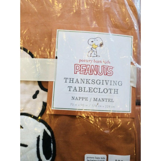 Pottery Barn Kids Peanuts Thanksgiving Tablecloth 4 Napkins Set New Decor Snoopy