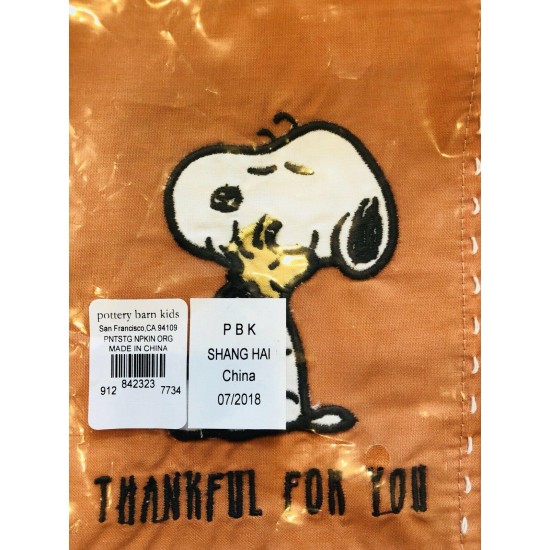 Pottery Barn Kids Peanuts Thanksgiving Tablecloth 4 Napkins Set New Decor Snoopy