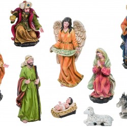 Transpac Gloria Natural 8 X 5 Resin Stone Christmas Nativity Figurines Set Of 10