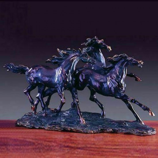 Bronze Finished Resin Sculpture Three Running Horses 18