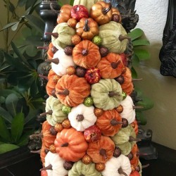 NEW FALL THANKSGIVING HALLOWEEN VELVET PUMPKINS 17” TREE CENTERPIECE TABLE DECOR