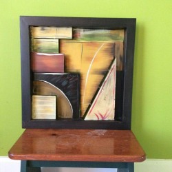 Art Deco Style Solid Metal Abstract 3D Modernist Nautical 16” painting framed