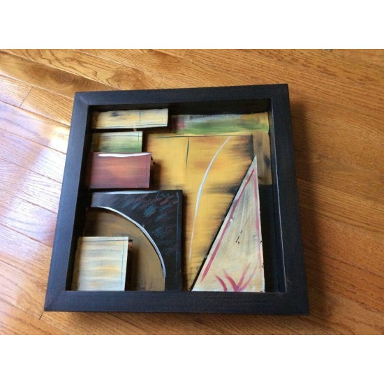 Art Deco Style Solid Metal Abstract 3D Modernist Nautical 16” painting framed