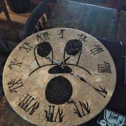 Halloween , Moon, Clock, Face, Wood , Metal Handles,