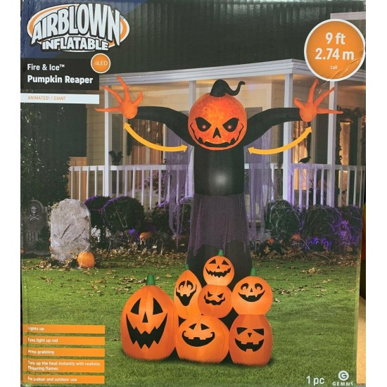 HALLOWEEN LightShow Projection Airblown Pumpkin Reaper 9 ft. - SHIPS FREE!