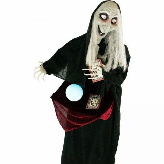 Life-Size Animated Talking Witch Figurine Prop Halloween Decoration Outdoor LED