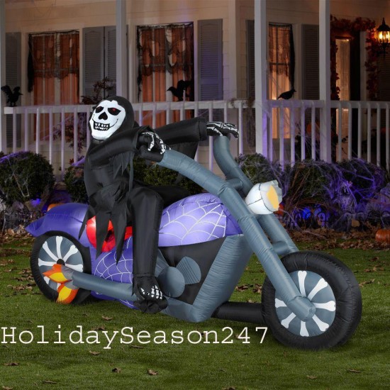 7.2 Ft Airblown Inflatable Lighted Reaper on Motorcycle - Halloween