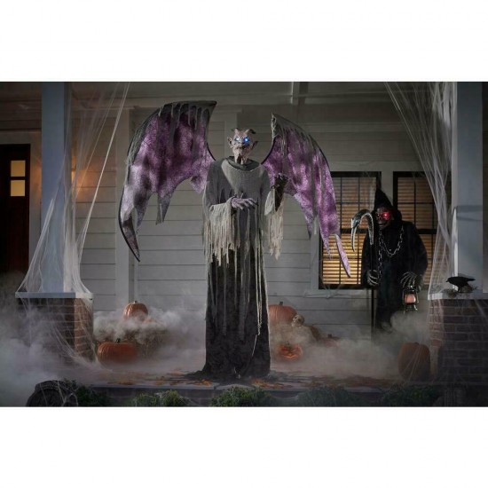 Halloween Winged Demon 7.5 Ft. Animated Motion Sensor Glowing Eyes Decoration