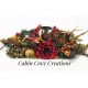 Fall Floral Arrangement Decorated Candle holder Centerpiece Burgundy Sunflower