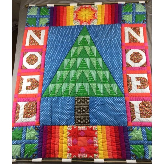 Handmade CHRISTMAS QUILT Noel Holiday Decor Wall Mount Large 60”x40” WOW!!!