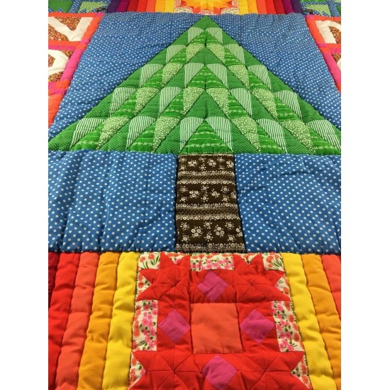 Handmade CHRISTMAS QUILT Noel Holiday Decor Wall Mount Large 60”x40” WOW!!!