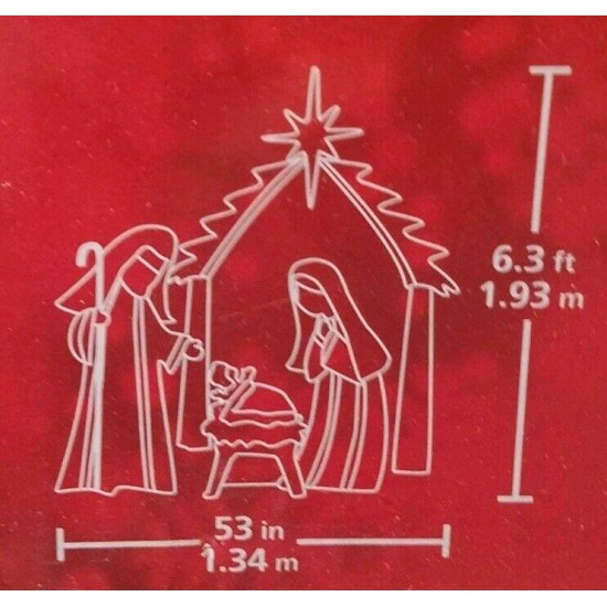 Home Accents Holiday 6FT LED Lighted Burlap Nativity Scene