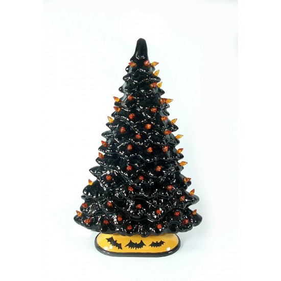 Halloween Lighted Black Ceramic Tree Windowsill Style