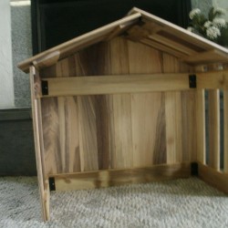 Folding Large Walnut Nativity Stable Christmas Creche Collapsible Shed Compact