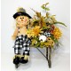 FALL SCARECROW LARGE WOOD BENCH ARRANGEMENT AUTUMN THANKSGIVING CENTERPIECE NEW