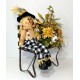 FALL SCARECROW LARGE WOOD BENCH ARRANGEMENT AUTUMN THANKSGIVING CENTERPIECE NEW