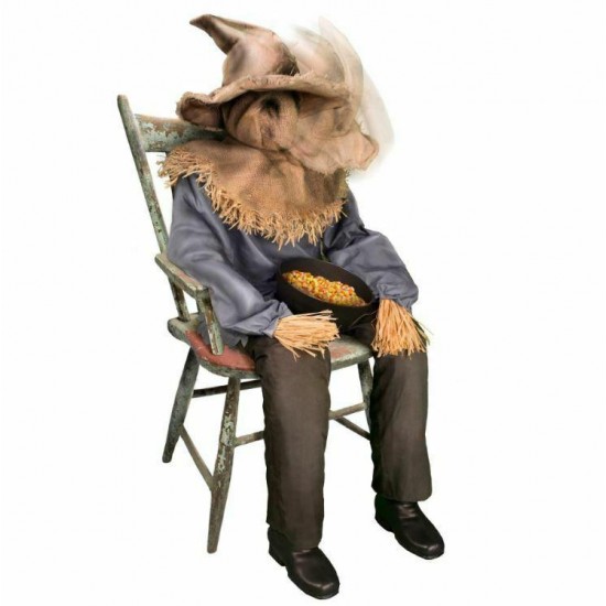 4.5' Motion & Sound Activated Resting Scarecrow Animatronic Halloween Decoration