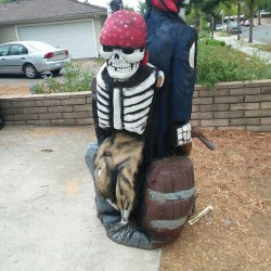 7' Skeleton Pirates solid wood Halloween Prop Yard Decor