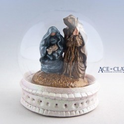 Handmade Polymer Clay Waterless Christmas Nativity Globe