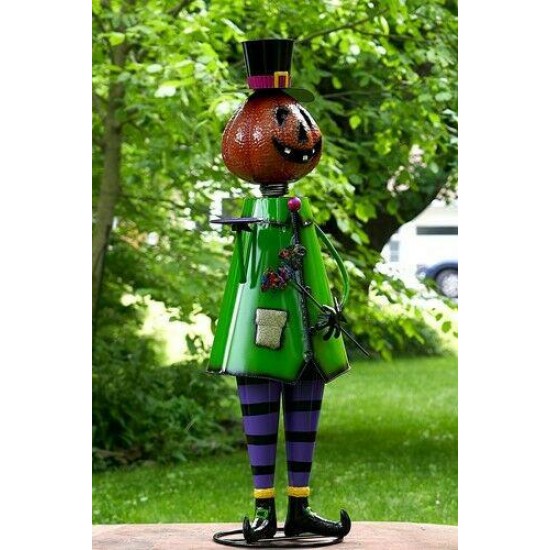 5ft Tall Metal Pumpkin Head Halloween Figurine Decoration