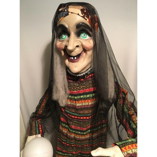 5' Tall Animatronic Standing Fortune Telling Witch w/ Sound & Lights Prop Gypsy