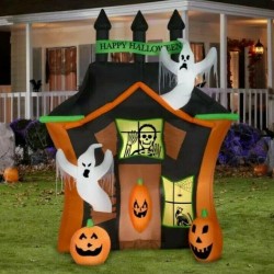 NEW - Gemmy Halloween Airblown Pre Lit Haunted Ghost House 9' FT Tall (No Box)