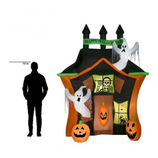 NEW - Gemmy Halloween Airblown Pre Lit Haunted Ghost House 9' FT Tall (No Box)