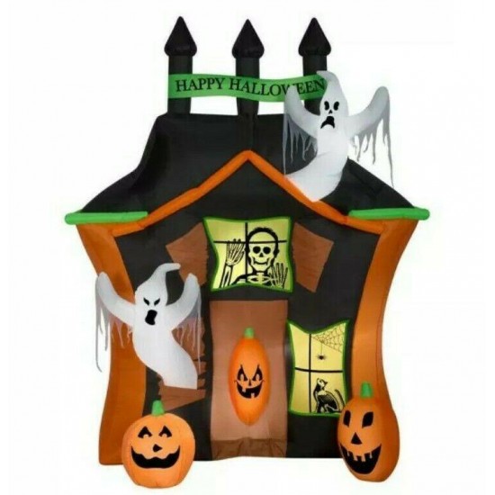 NEW - Gemmy Halloween Airblown Pre Lit Haunted Ghost House 9' FT Tall (No Box)