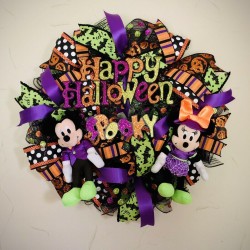 Mickey And Minnie Happy Halloween Wreath, Disney Wreath, Front Door