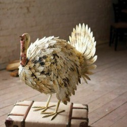 Kalalou Antique White Outdoor Painted Metal Turkey Statuary - CZG1070