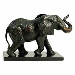 Bey Berk Brass Elephant Sculpture On Marble Base