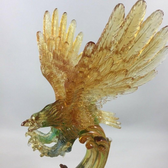 Amore Jewell Flying Eagle figurines ornament Fengshui Liuli Crystal glass gift