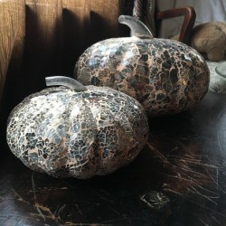 Pottery Barn Glass Mosaic Pumpkin Metallic Thanksgiving Fall Large & Small