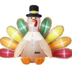 6.5 FT Thanksgiving Airblown Inflatable Lighted Turkey Harvest Yard Decor