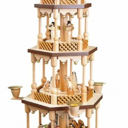 Pinnacle Peak Trading Co 3 Tier Nativity Natural German Wood Christmas Pyramid