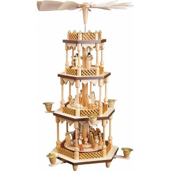 Pinnacle Peak Trading Co 3 Tier Nativity Natural German Wood Christmas Pyramid