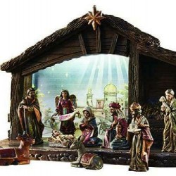 Lighted Nativity Stable Holy Family 11-Piece Scene Set