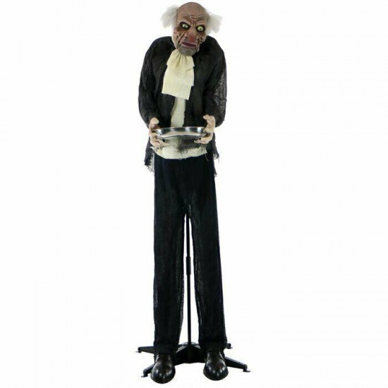 Animated Moving Lighted Butler Prop Halloween Party Figurine Scary Sound Outdoor