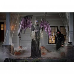 HALLOWEEN ANIMATED DECOR 7.5' Winged Devil Demon Animatronic Motion Sensor LED