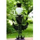 4.3ft Tall Metal Skeleton Man with Top-hat 'Happy Halloween' Figurine Decoration