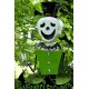 4.3ft Tall Metal Skeleton Man with Top-hat 'Happy Halloween' Figurine Decoration